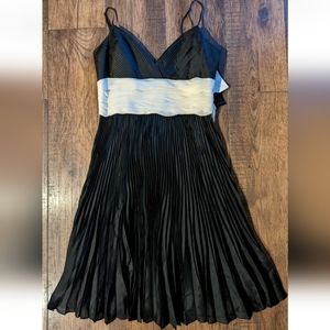 Jones New York Petite 100% Silk Black & Ivory Cocktail Dress NWT 12P Retail $180